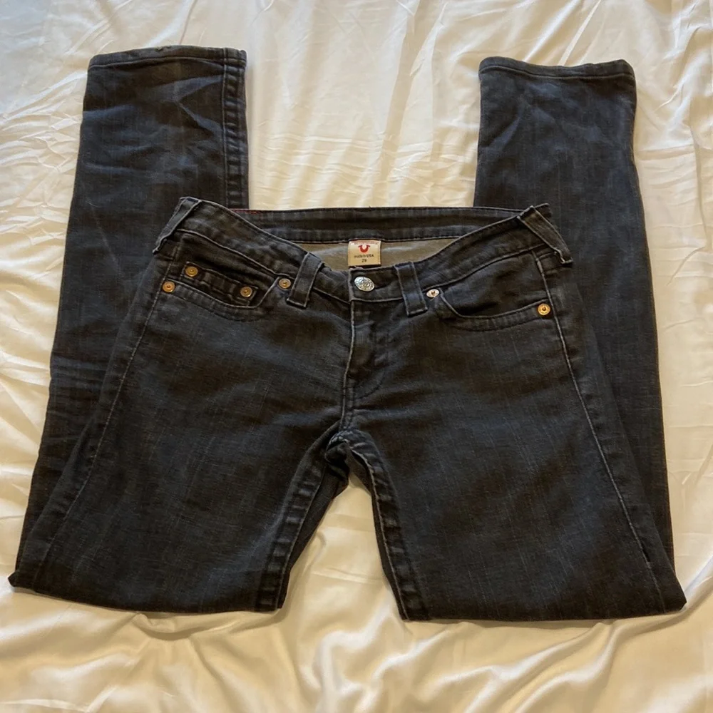 TRUE RELIGION Women’s Low Rise Skinny Black Jeans Size 29/8 Very Nice Condition - Picture 4 of 15